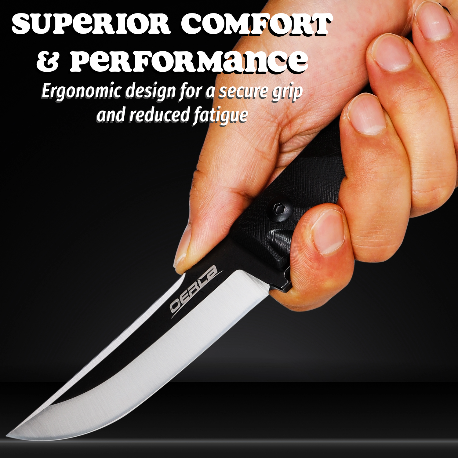 Oerla Straight Knife Fixed Blade Fine Edge Blade G10 Handle and Kydex Sheath