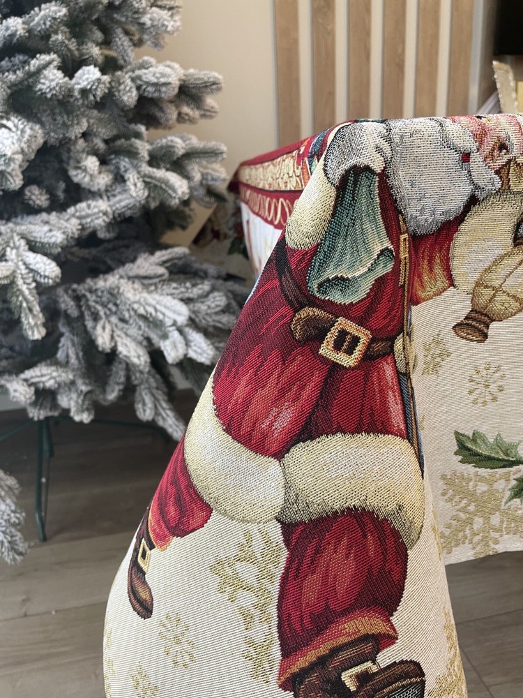 Tablecloth Red Christmas Santa Clause Holiday Tapestry Table Linen Rectangular