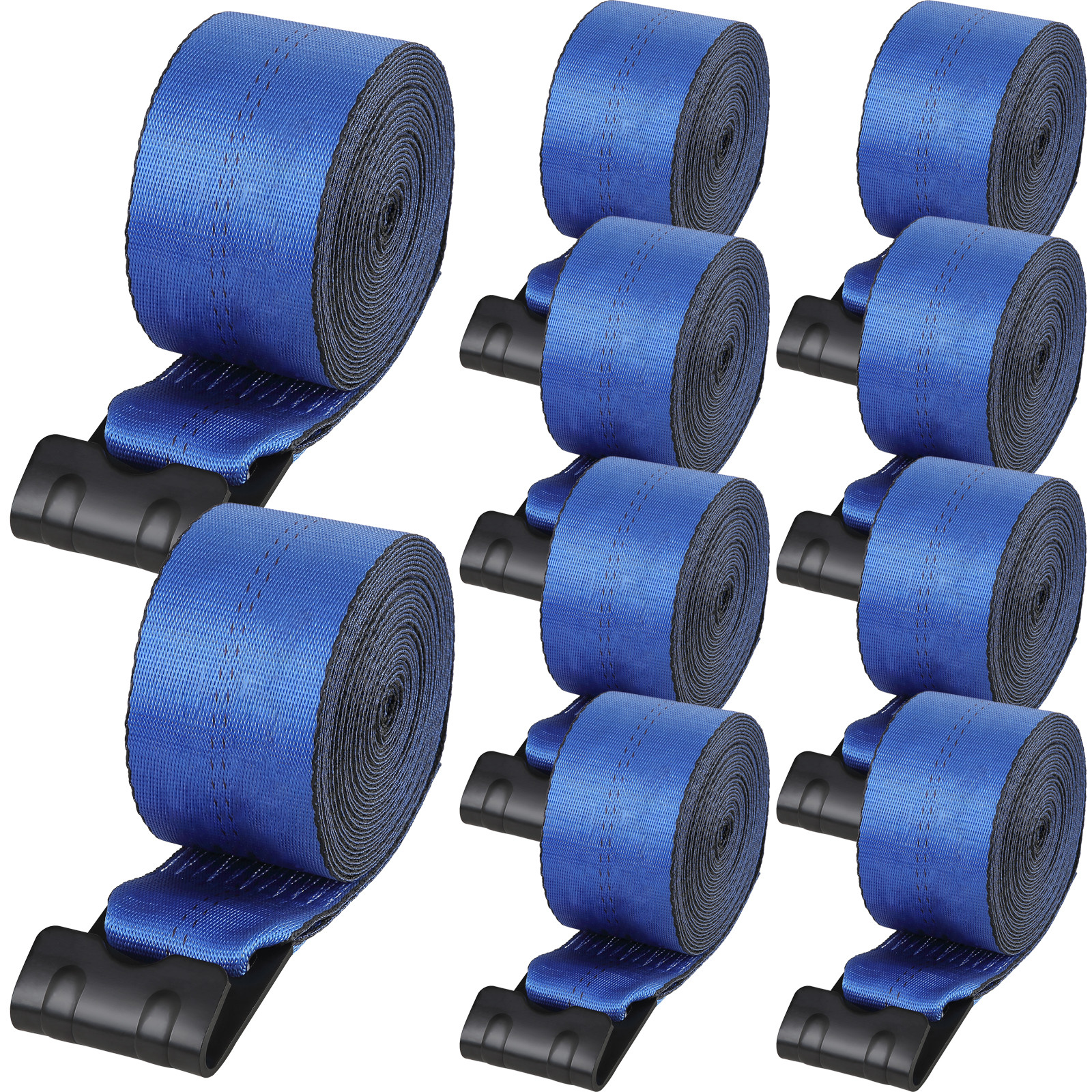 10 Pack Truck Straps 4" x 30' Winch Straps w/Flat Hook for Towing Blue 18000 lbs