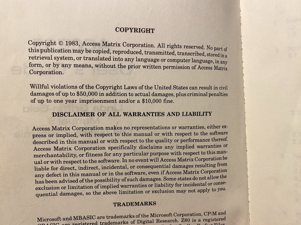 Rare Access Matrix CP/M Portable Vintage Computer from 1983 w System Software