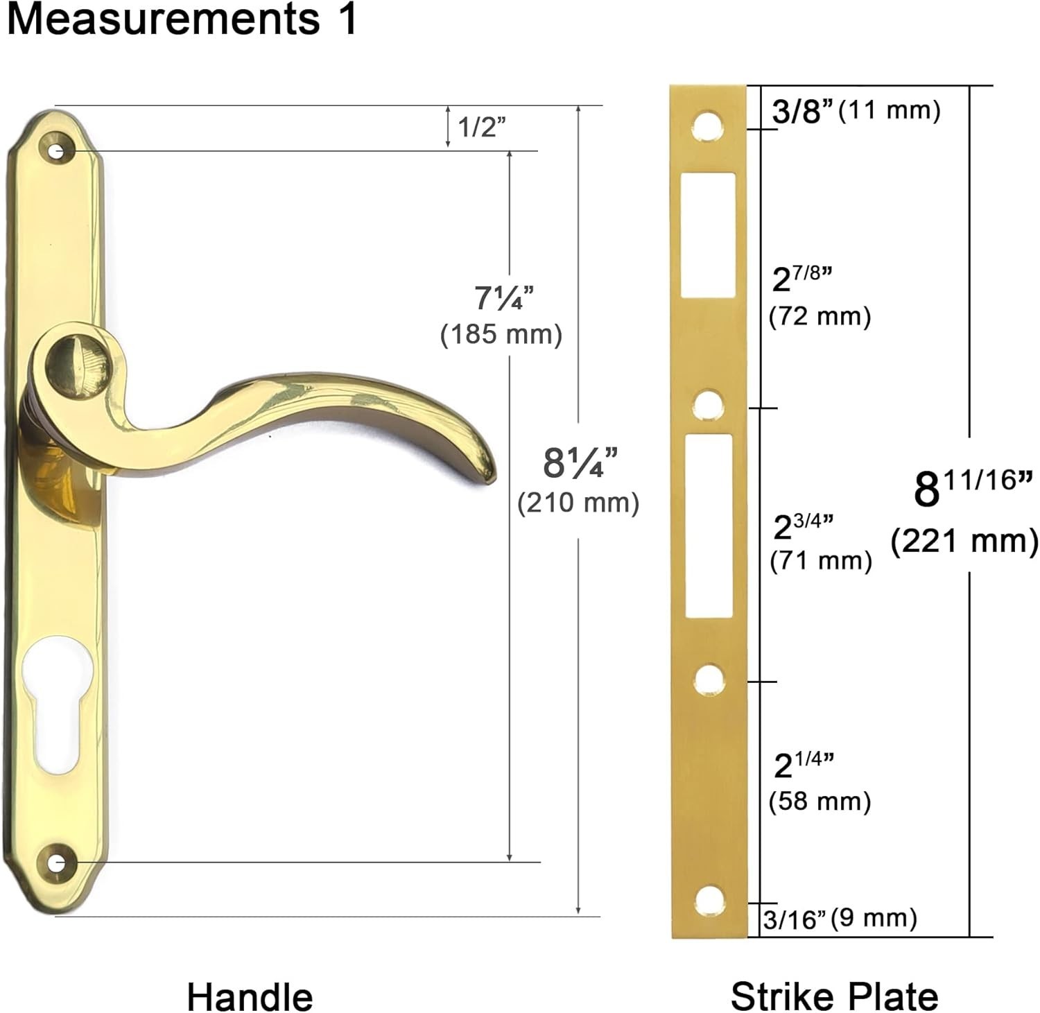 Storm Door Handle Replacement Kit with Lock and Key, Gold Security Door