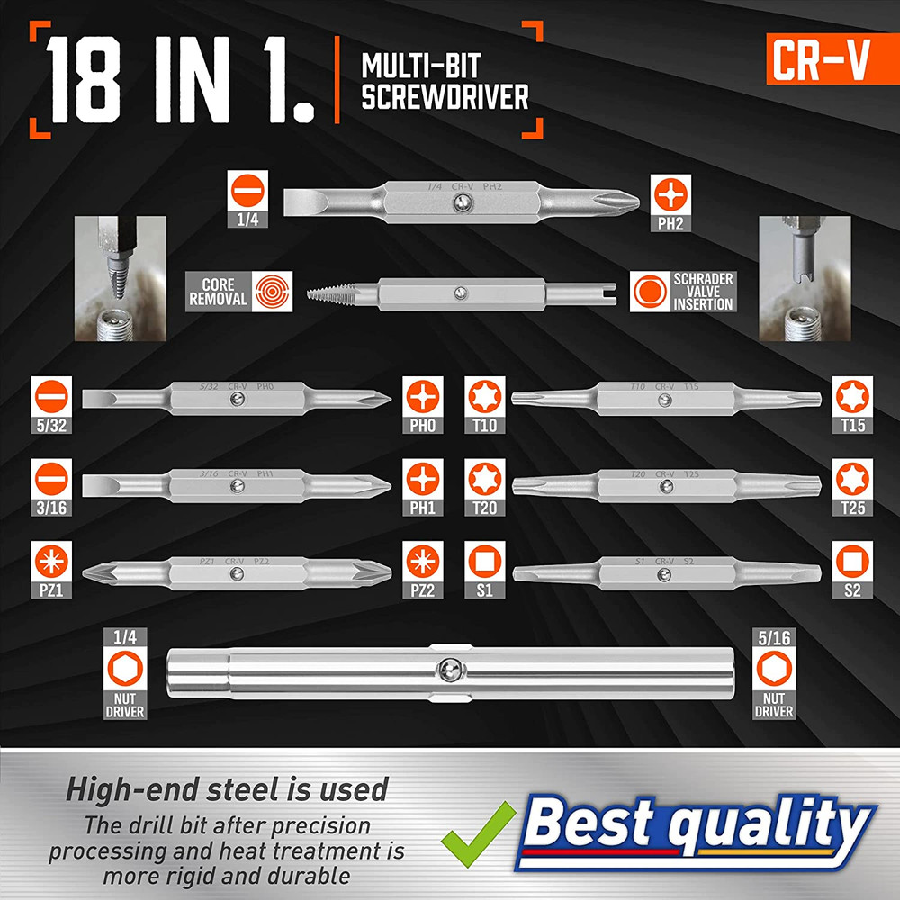 18-In-1 Multi-Bit Screwdriver Set Tool All in One Portable Multi Purpose....