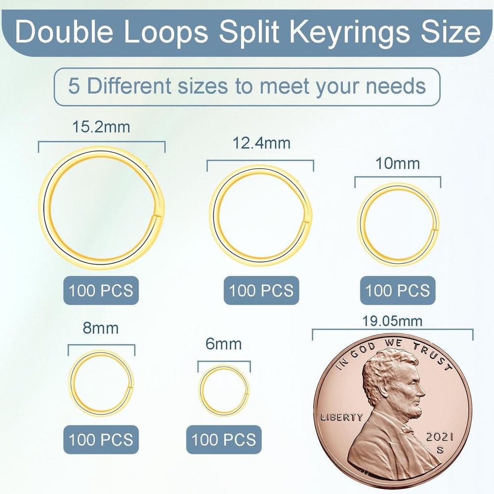 100pcs 6mm Tiny Split Ring for Jewelry Making, Double Loops Round Split Jump Rin
