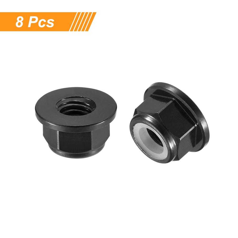 Nylon Insert Hex Lock Nuts, 8pcs - M4x0.7mm Self-Locking Nut(Black)