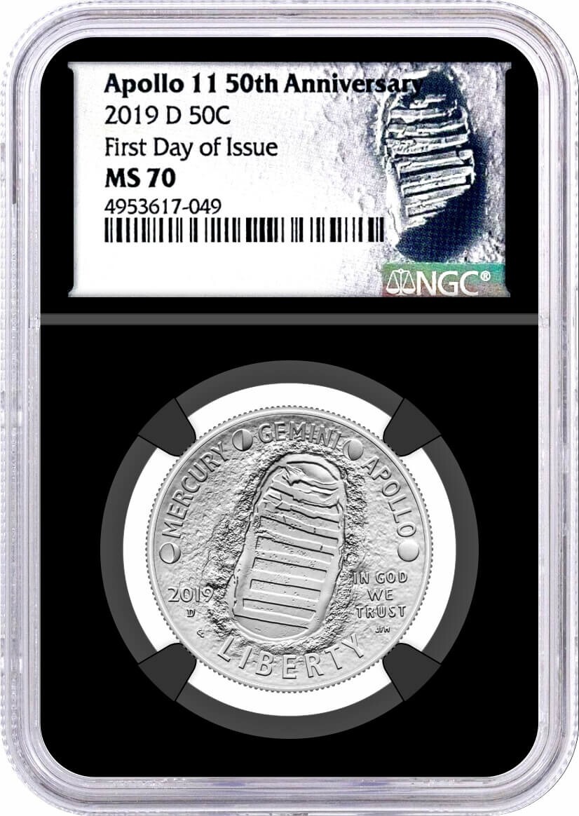 2019 D 50C Apollo 11 50th Anniversary Half Dollar NGC MS70 First Day of Issue