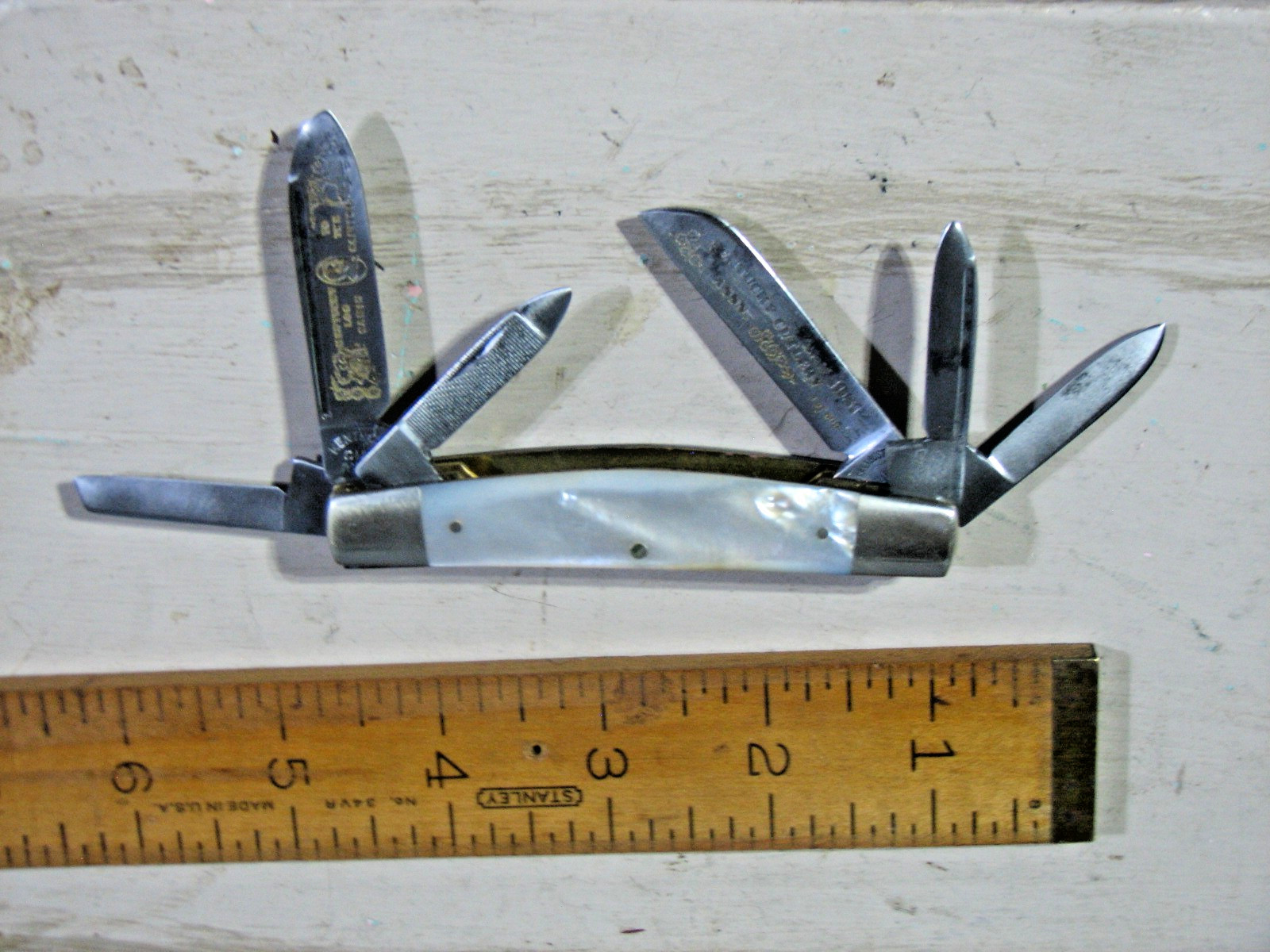 Vtg BEAUTIFUL Frank Buster Congress Six Blade Pearl