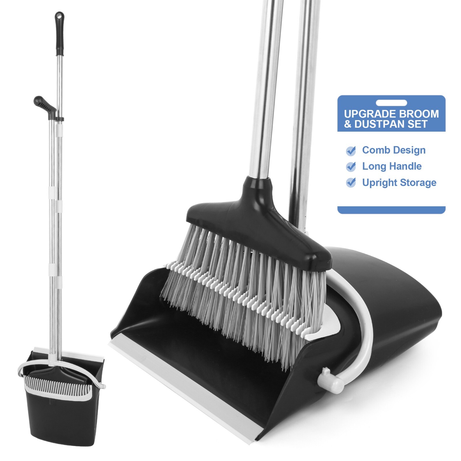 Broom and Dustpan Set Lightweight Upright Lobby Broom and Dust Pan Combo