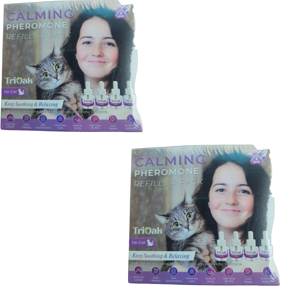 TriOak Cat Calming Diffuser 2 in 1 Anxiety Relief Pheromone Refills 8 Pack!
