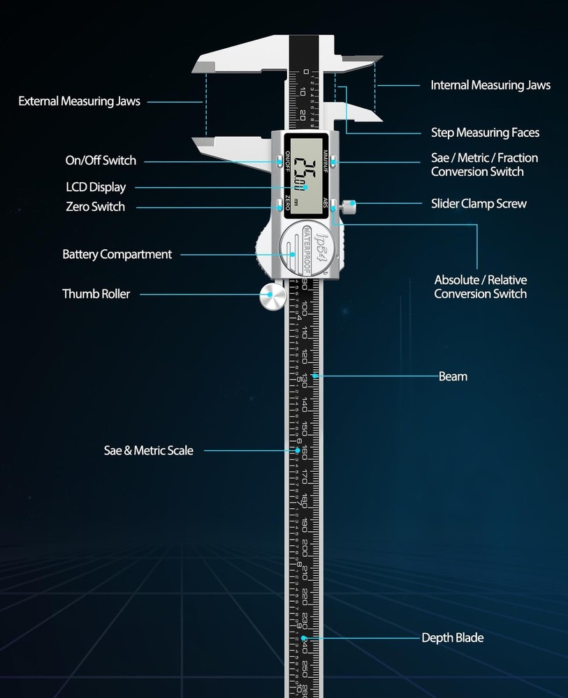 Housolution Digital Caliper 12 Inch, (ABS) Absolute Scale Caliper, ... Fast Ship