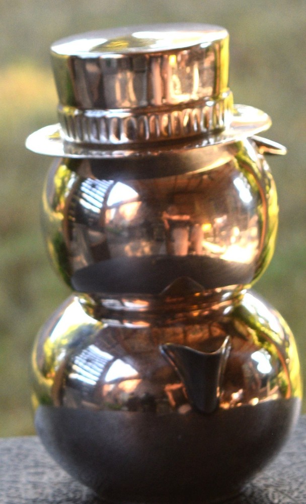Vintage Silver Plated Snowman 3 piece Stackable Cream and Sugar