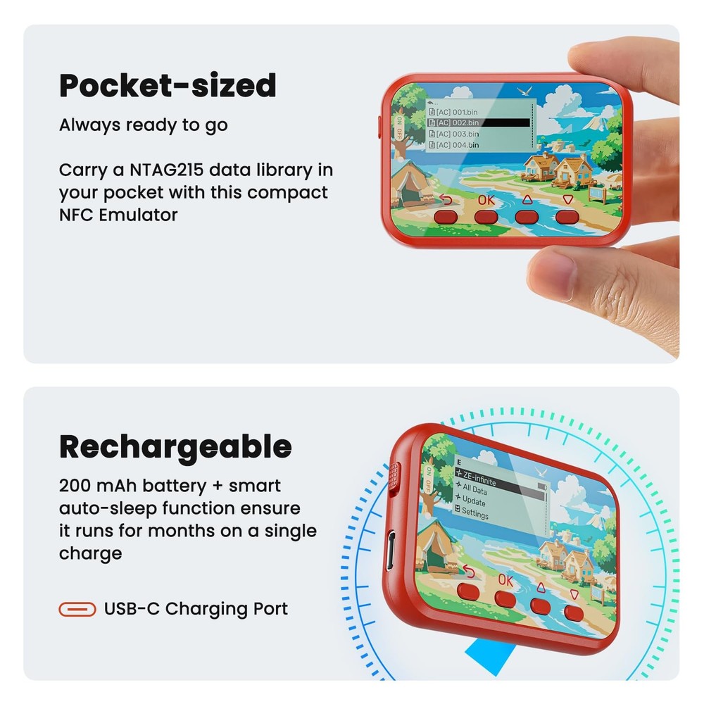 Joysfusion NFC Emulator, Store 3000 NFC Data, Support Ulimited Scan, 1.2 Scre...