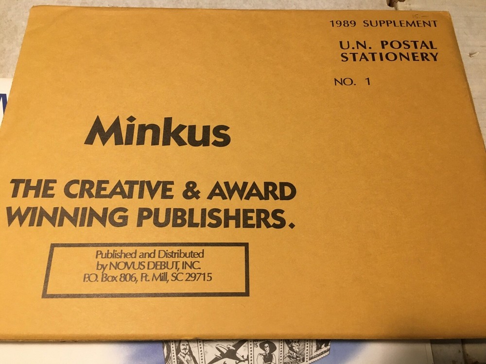 New Minkus United Nations Postal Stationary Stamp Album Supplement Pages- 1989