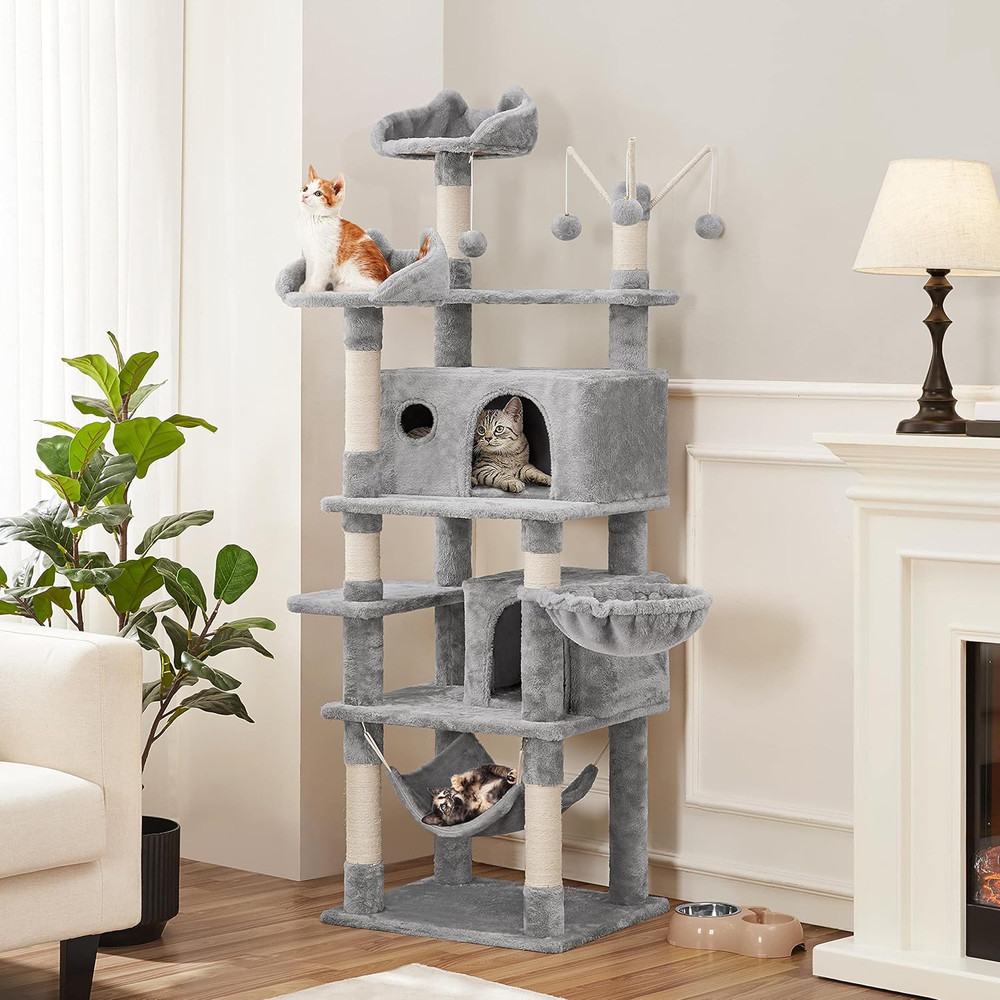 Cat Tree, 67In Large Cat Tower for Indoor Cats, Multi-Level Scratching Post with