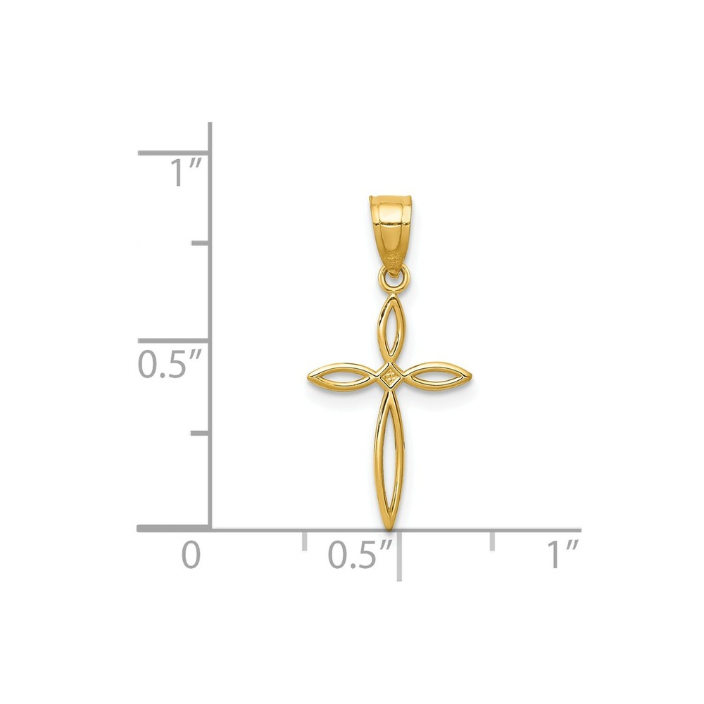 14k Yellow Gold Solid & Diamond Cut Small Passion Cross Charm
