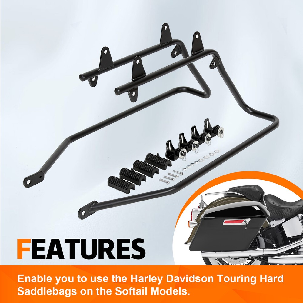 Hard Saddlebags Saddle Bags Conversion Brackets For Harley Softail Fat boy 84-17