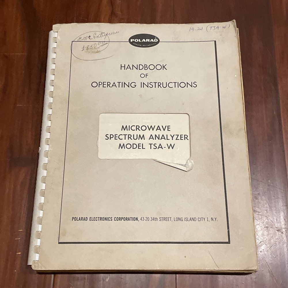 Polarad TSA-W Microwave Spectrum Analyzer Operating & Instructions Manual
