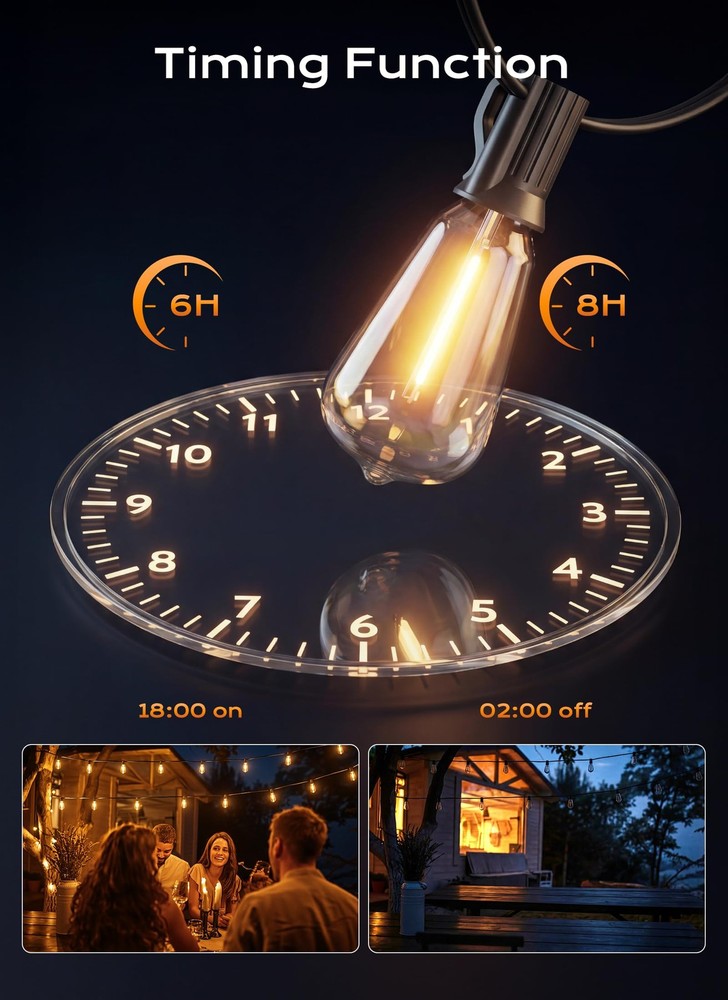 Minetom ST38 100ft String Lights 31 LED Bulbs Waterproof Dimmable