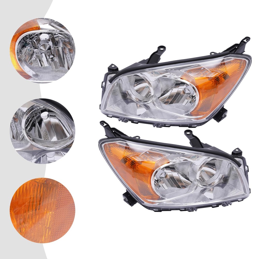 Halogen Projector Headlights Set for 2009-2012 Rav-4 Direct Replacement