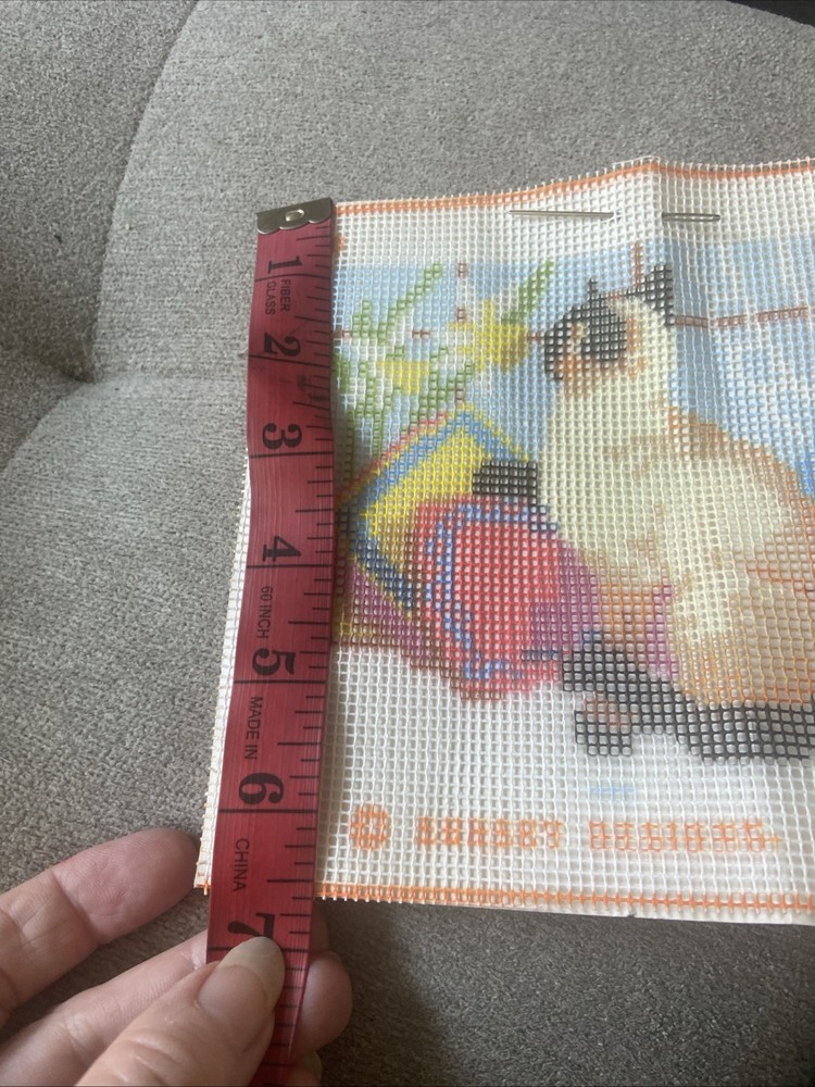 Siamese Cat Needlepoint Canvas 6.5 X 6.5”