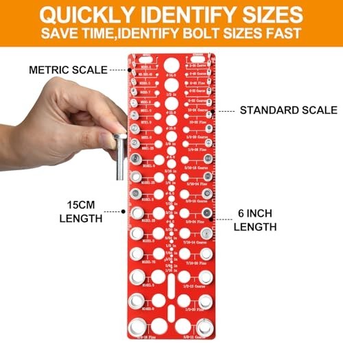Thread Checker 55-Piece Nut & Bolt Gauge Standard Metric with Drill Size Guide