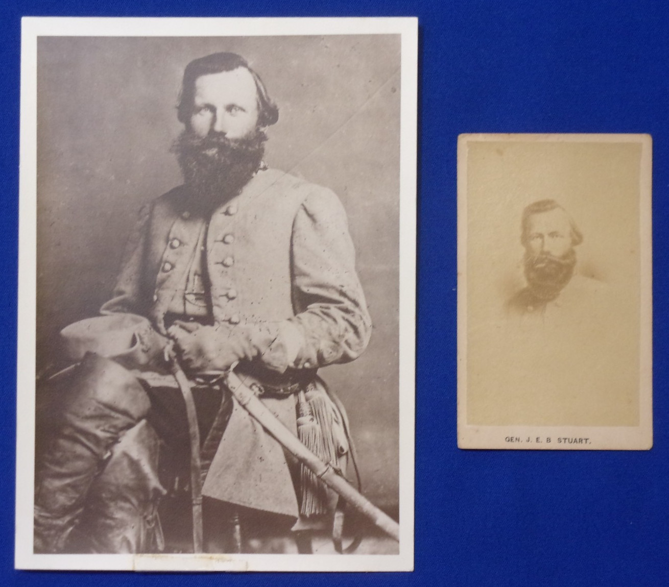 2 Vintage Civil War CDV & Larger PHOTOGRAPHS OF CONFEDERATE GENERAL JEB STUART.