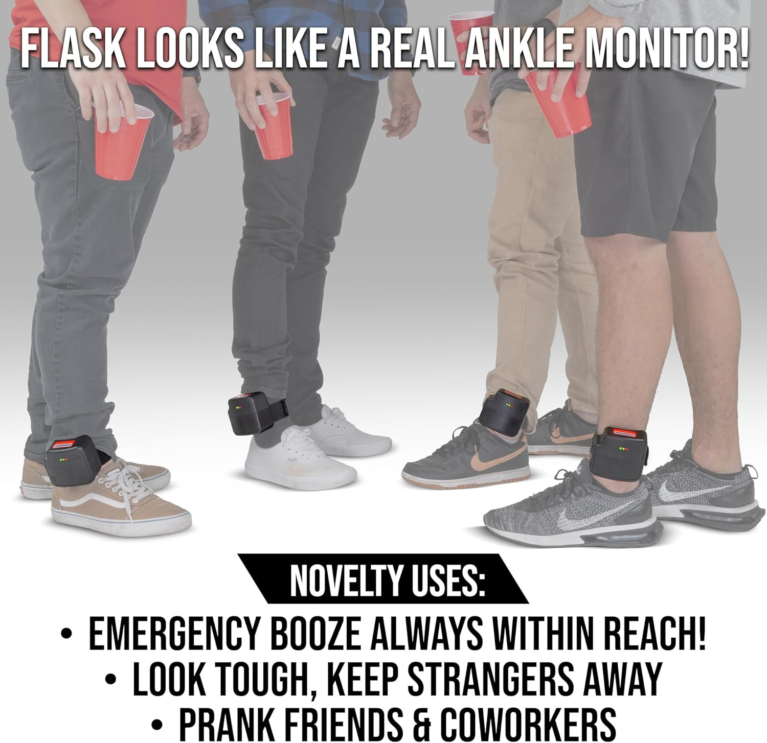 Ankle Monitor Flask (5 Oz) - Hidden Alcohol Flask - Funny Liquor Gift for House