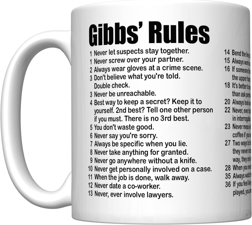 NCIS Gibbs' Rules Coffee Mug (All 38 Rules)