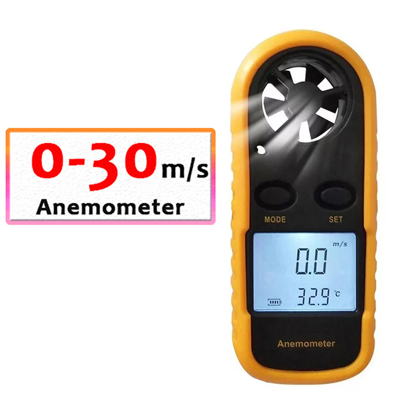 Digital Vane Anemometer Wind Gauge Anemometer 0-30m/s With Thermometer