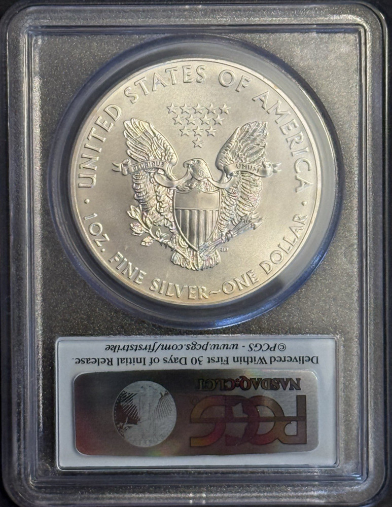 2013-(W) Silver Eagle PCGS MS69 First Strike Flag Label Struck at West Point