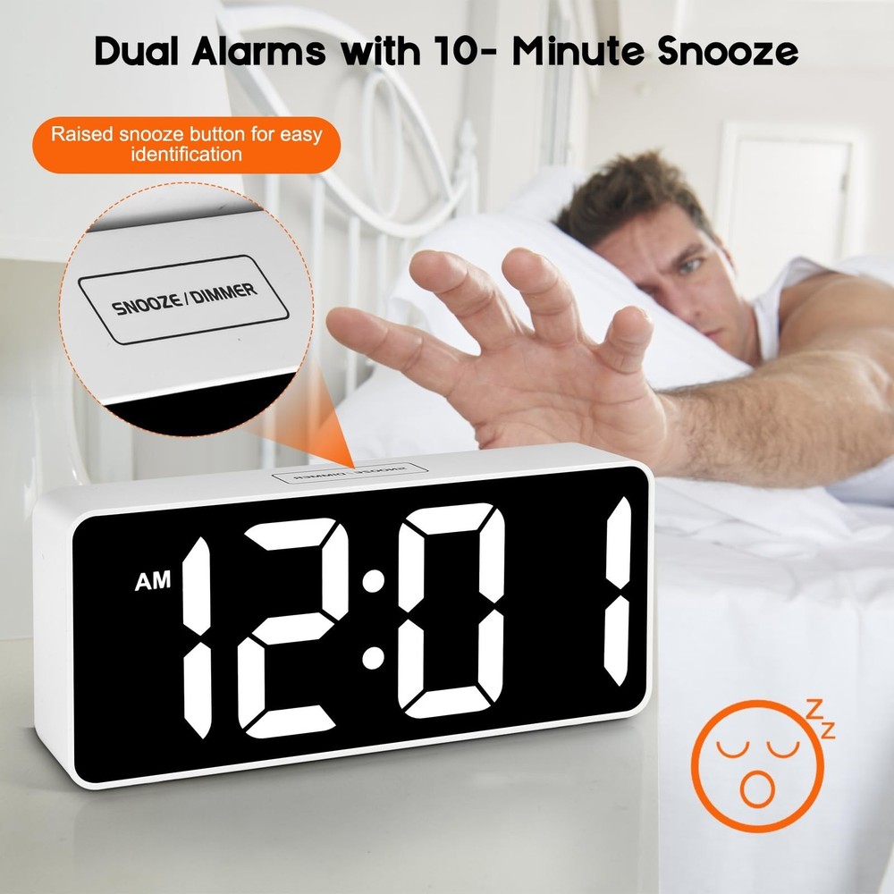 Small Digital Alarm Clock for Bederoom, Large Big Numbers Display with Bright...