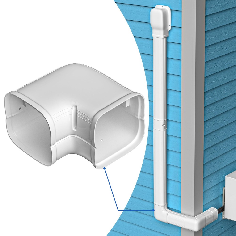 3" Width 90° Flat Elbow, Level Bend, Mini Split Line Cover Set Accessories fo...