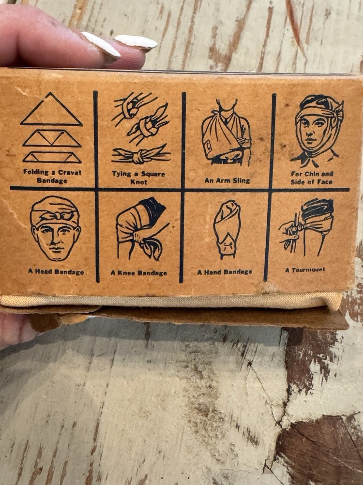 Vintage Esmarch triangular bandage Johnson & Johnson Open Box Unused Item ￼