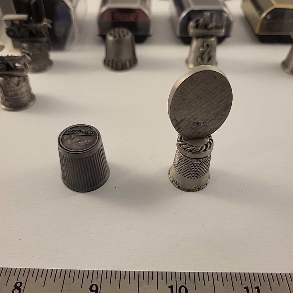 13 Pewter Thimbles Cities And States