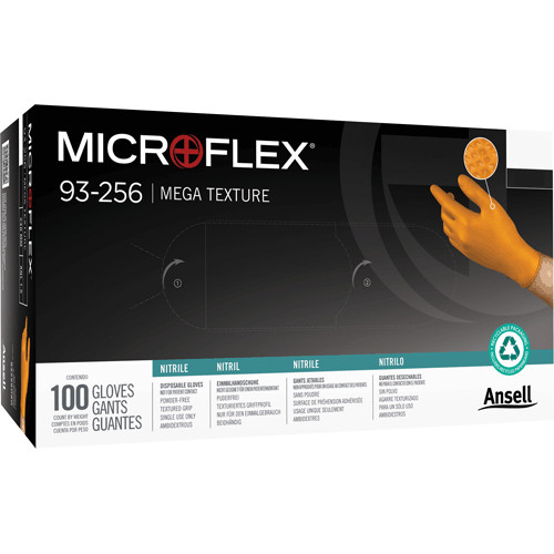 Microflex 93-256S Mega Texture SMALL Orange Nitrile Gloves 1 Case=1000