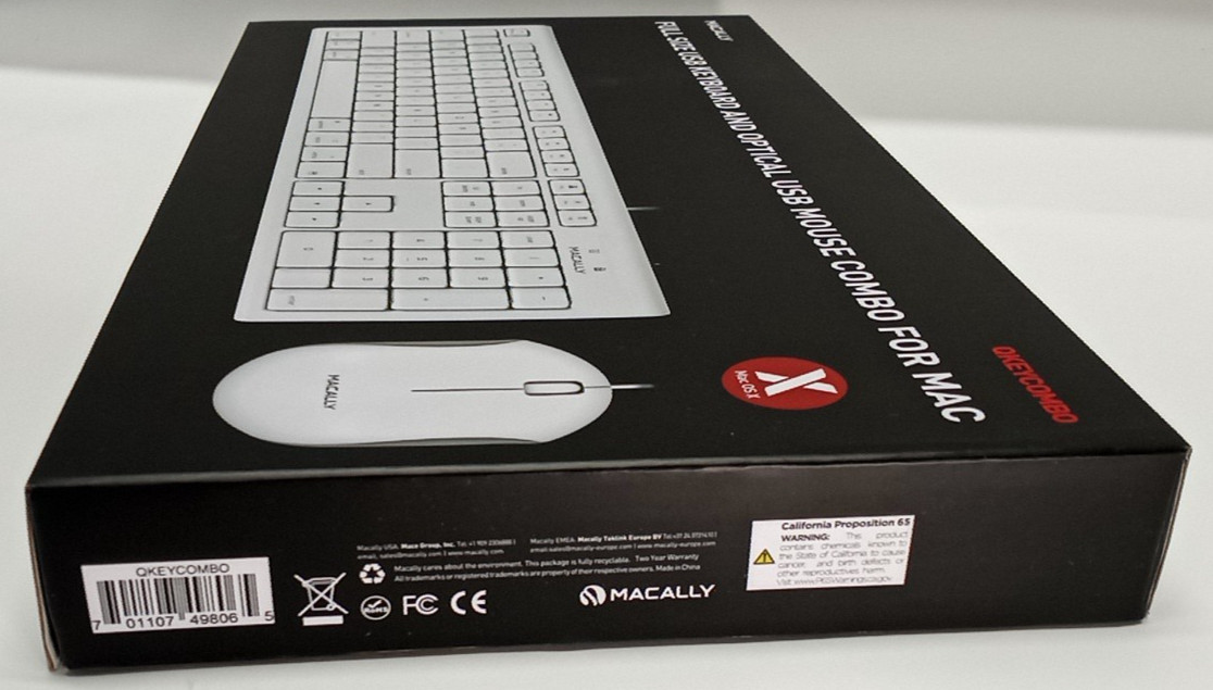 NEW SEALED Macally Full Size USB Keyboard & Mouse Combo for Mac N1901 C0