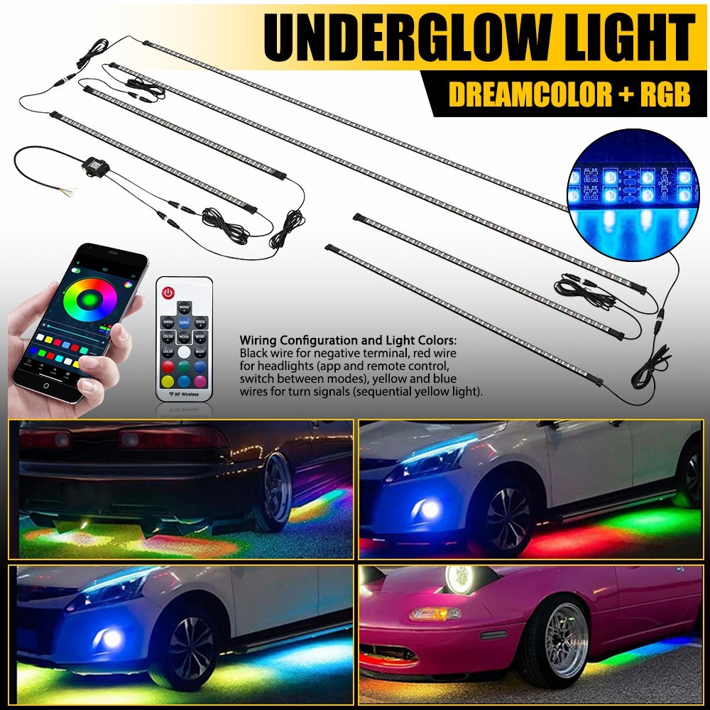 6Pcs Million Color Car Truck Underglow Under Body Accent Glow Neon LED Light Kit