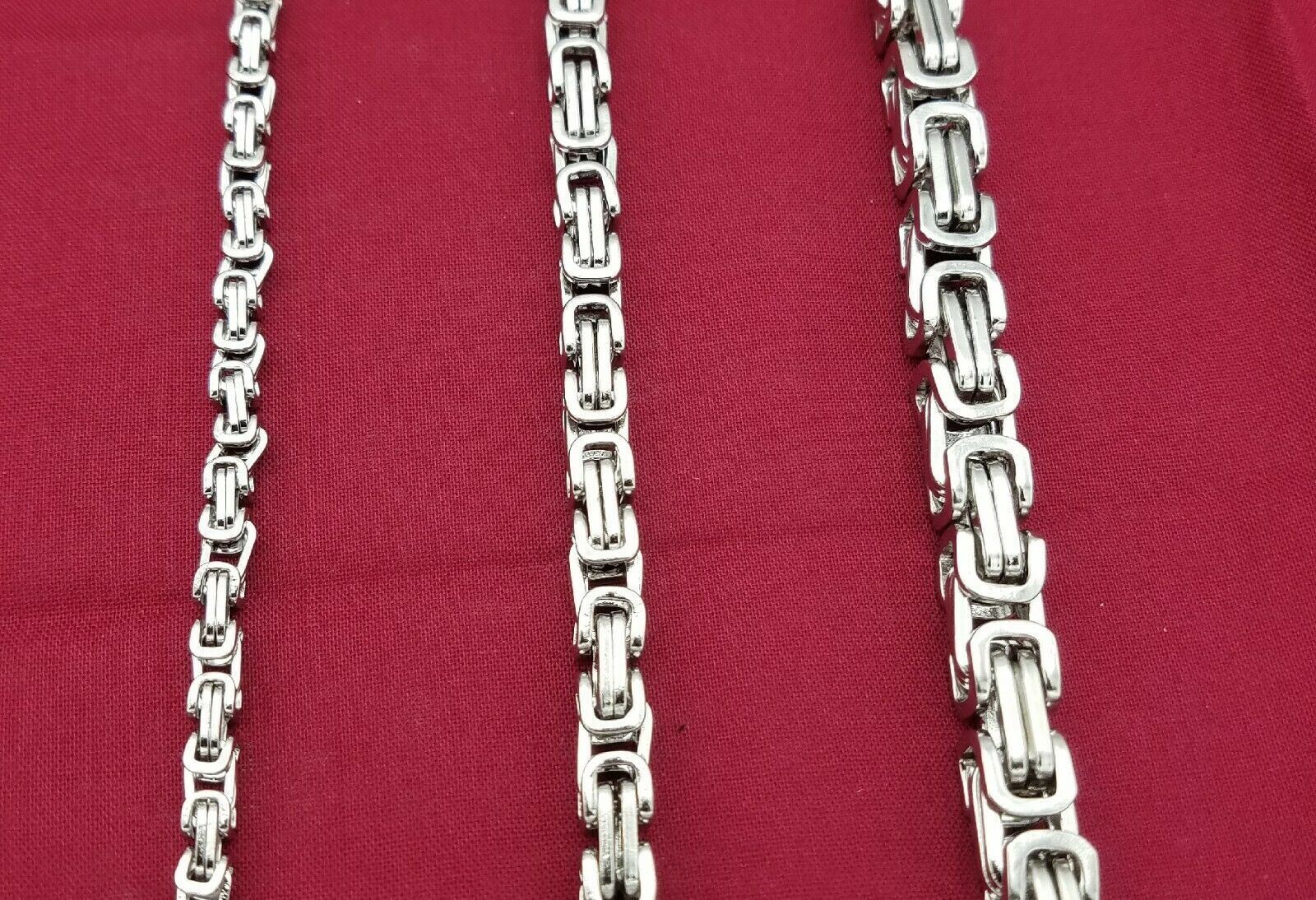 16"-50" STAINLESS STEEL SILVER 4MM ,6MM, 8MM  BYZANTINE TURKISH  BOX   NECKLACE