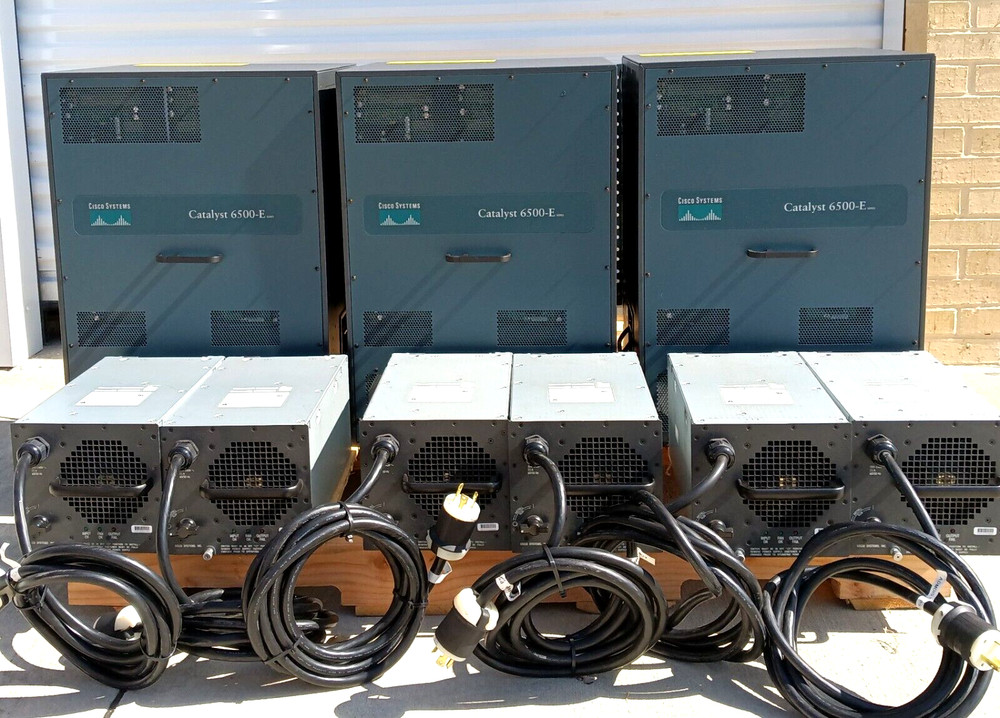 3Set Cisco Catalyst 6500-E Series WS-C6509 Chassis W/ Switch Modules 4024W power
