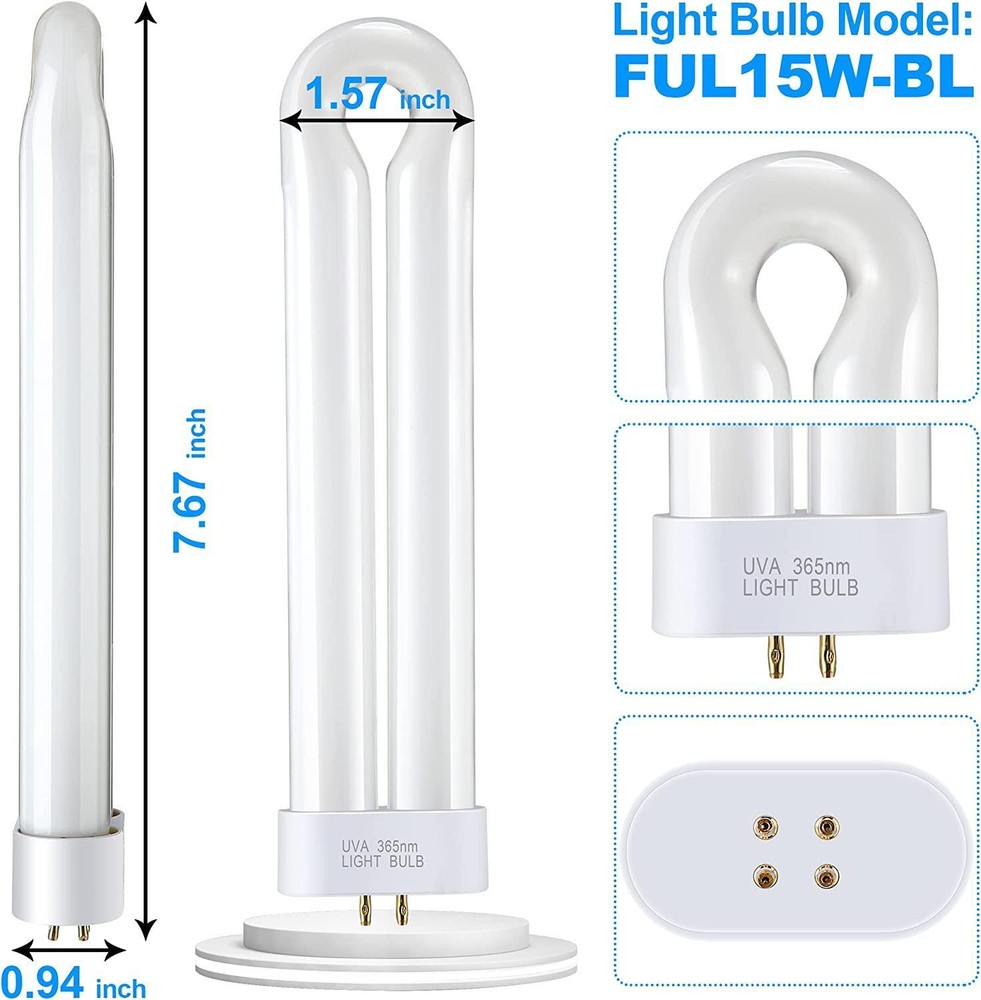 Bug Zapper Replacement Bulbs FUL 15W-BL with Square 4-Pin Base Compatible BK-15D