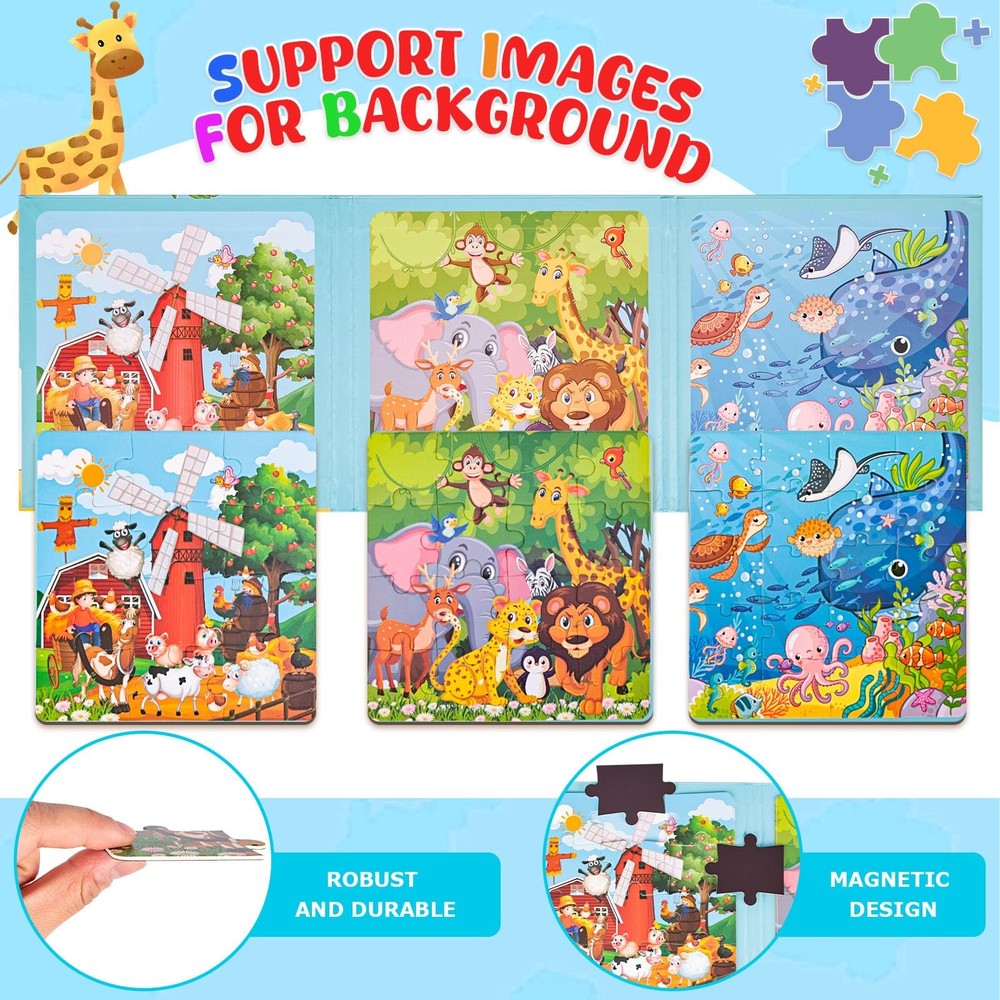 LovesTown Magnetic Puzzles Book Animal Educational Learning Medium, Multi