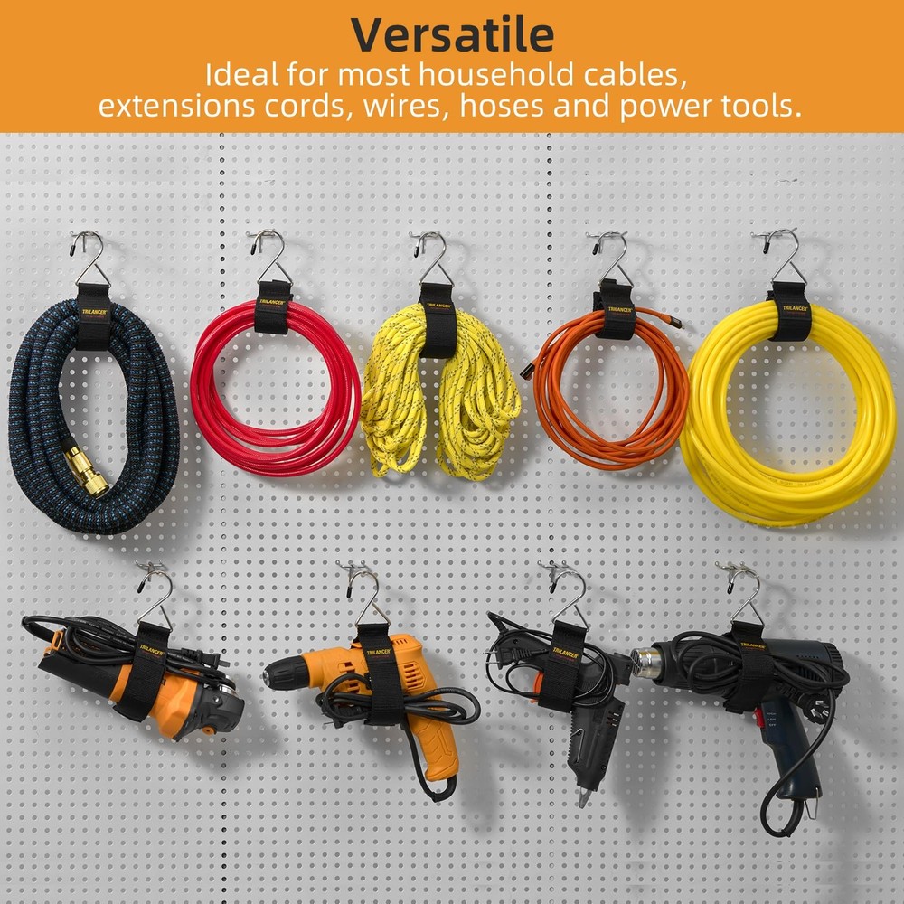 Trilancer 6Pack HookandLoop Extension Cord Straps Cable Management