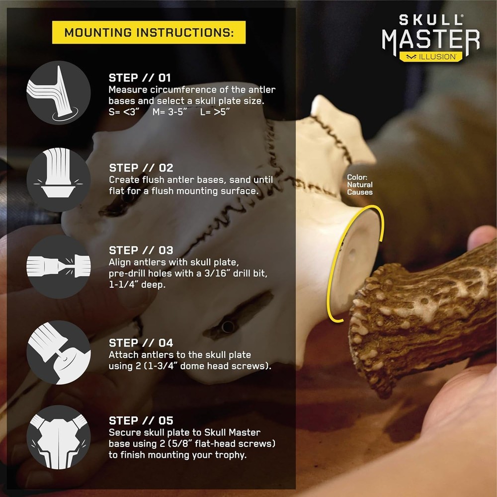 Universal Sizing Antler Mounting Kit - Skull Master 3D Replica for Any Size