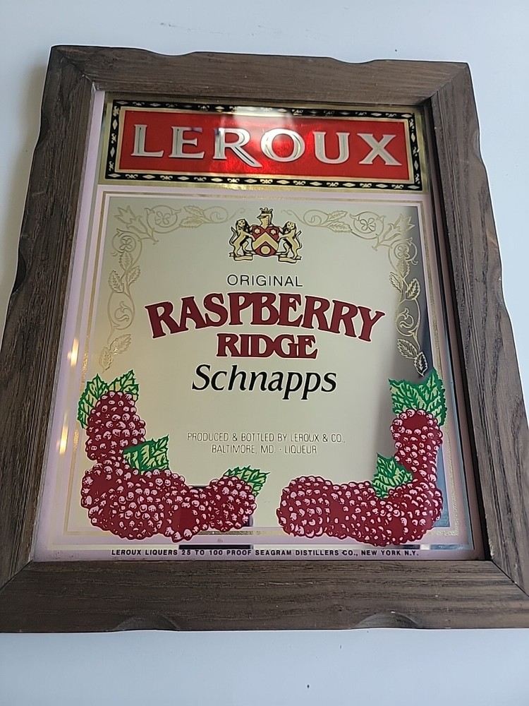 Leroux Raspberry Ridge Schnapps Bar Mirror 13X16