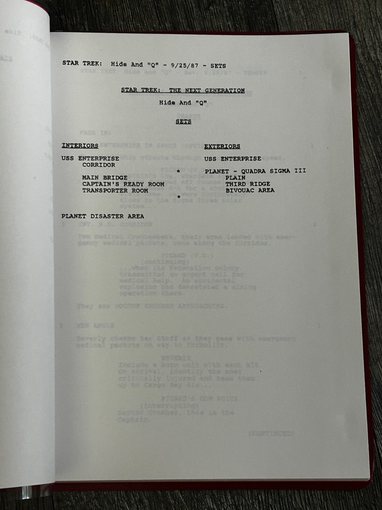 STAR TREK Script The Next Generation HIDE AND Q Revised Final Draft Sept 25 1987