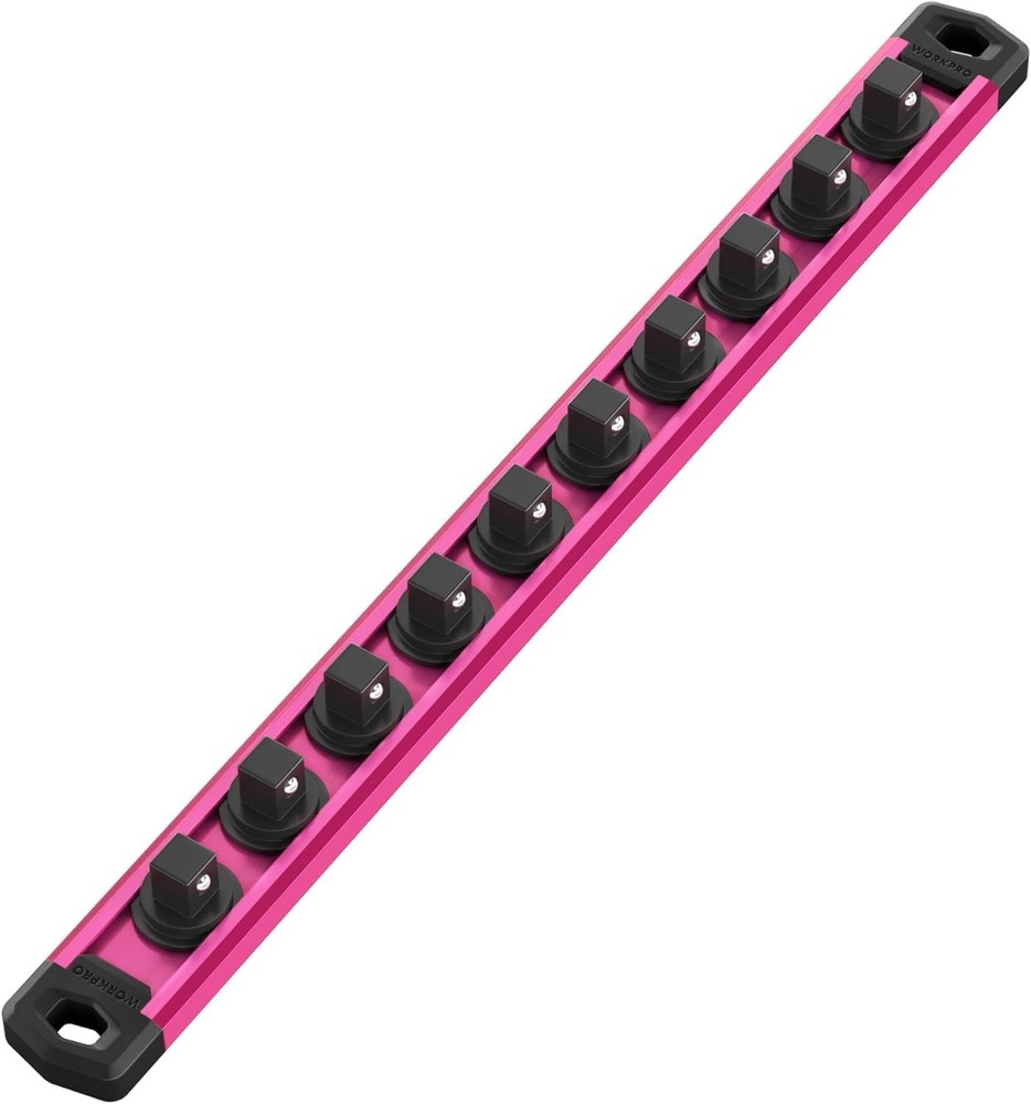 Efficient Magnetic Socket Rail - Includes 10 Rotatable Clips for 3/8-Inch Drives