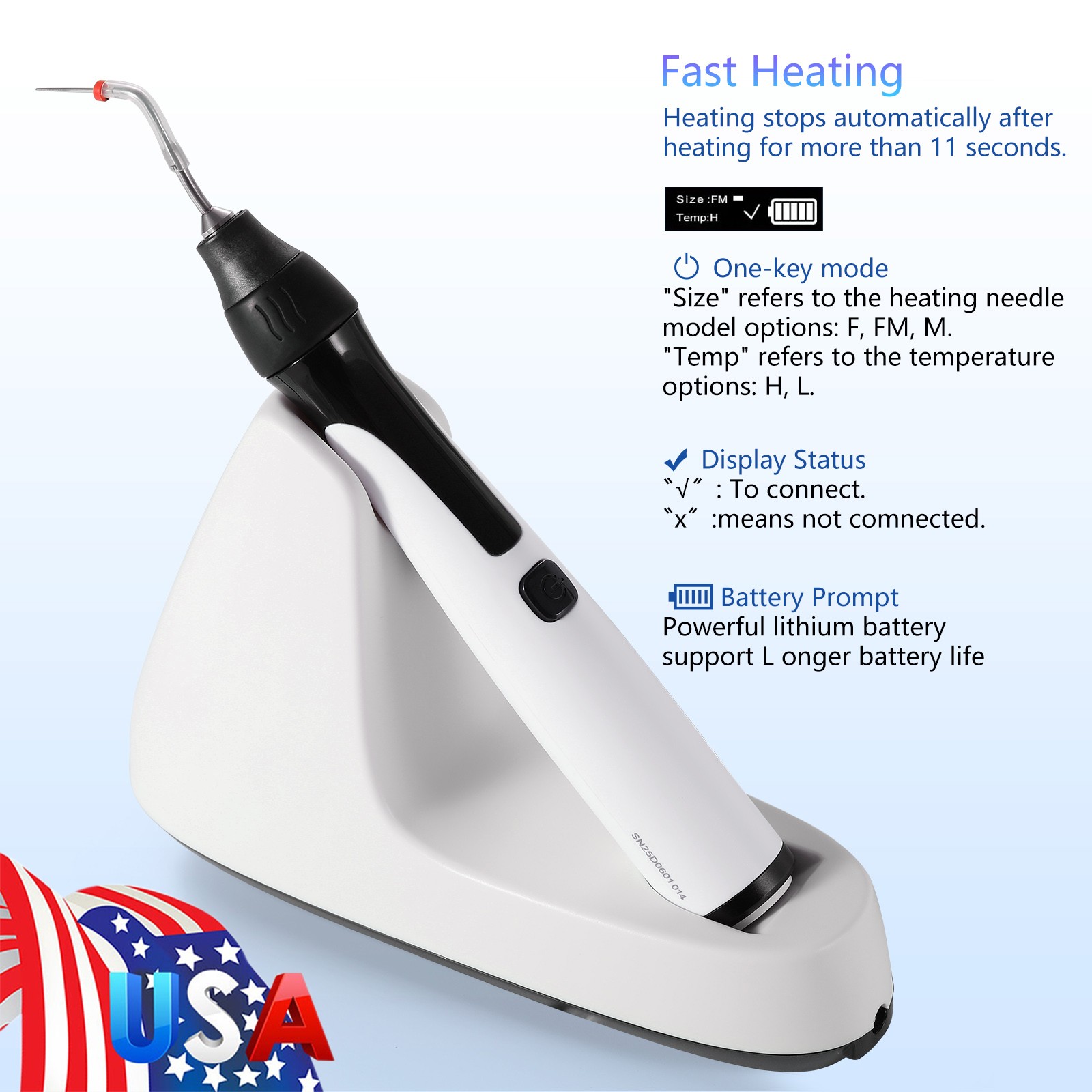 UPS Dental Endo Gutta Percha Obturation System Cordless Pen Gun