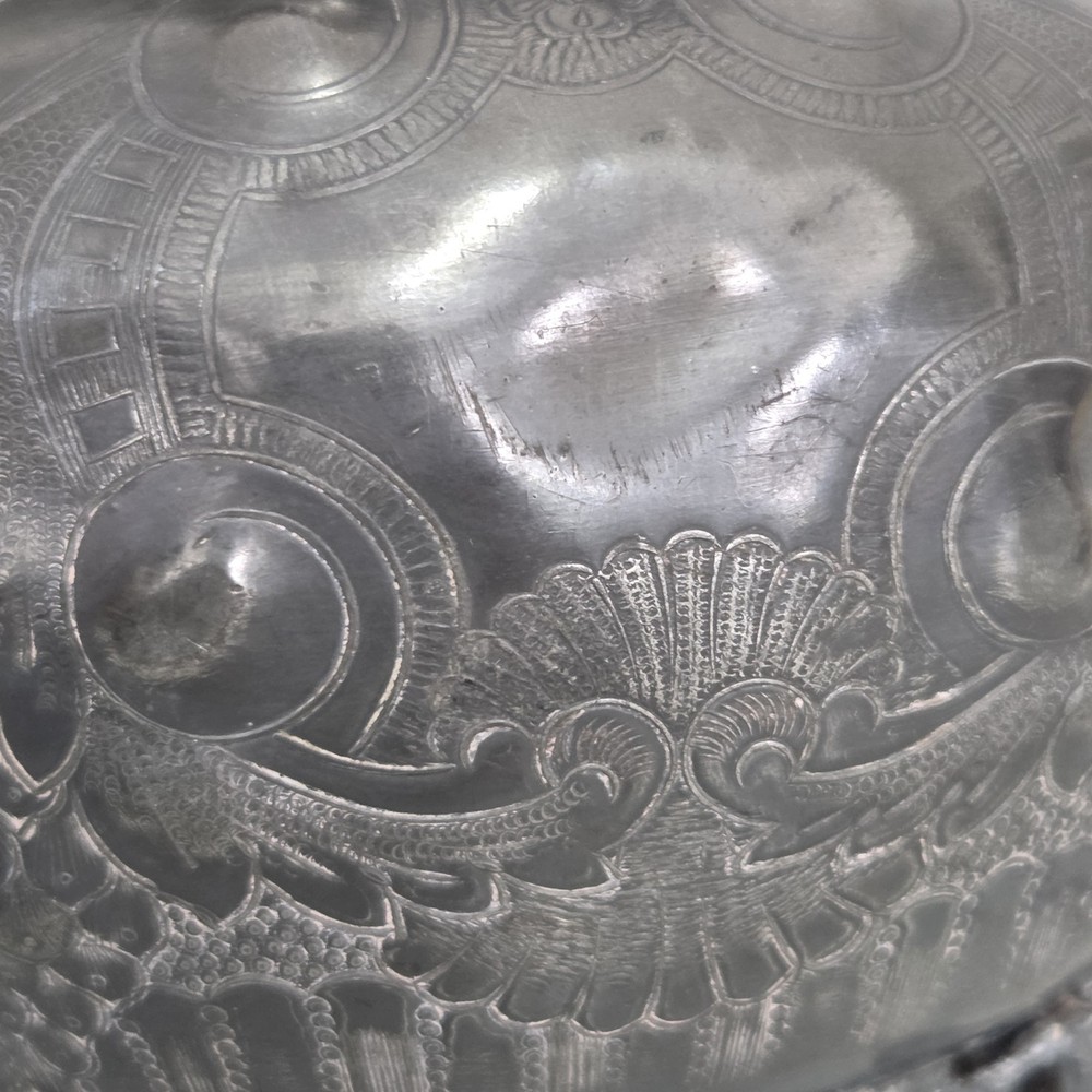 Antique SilverPlate Ornate Footed Teapot Shabby Worn Dinged