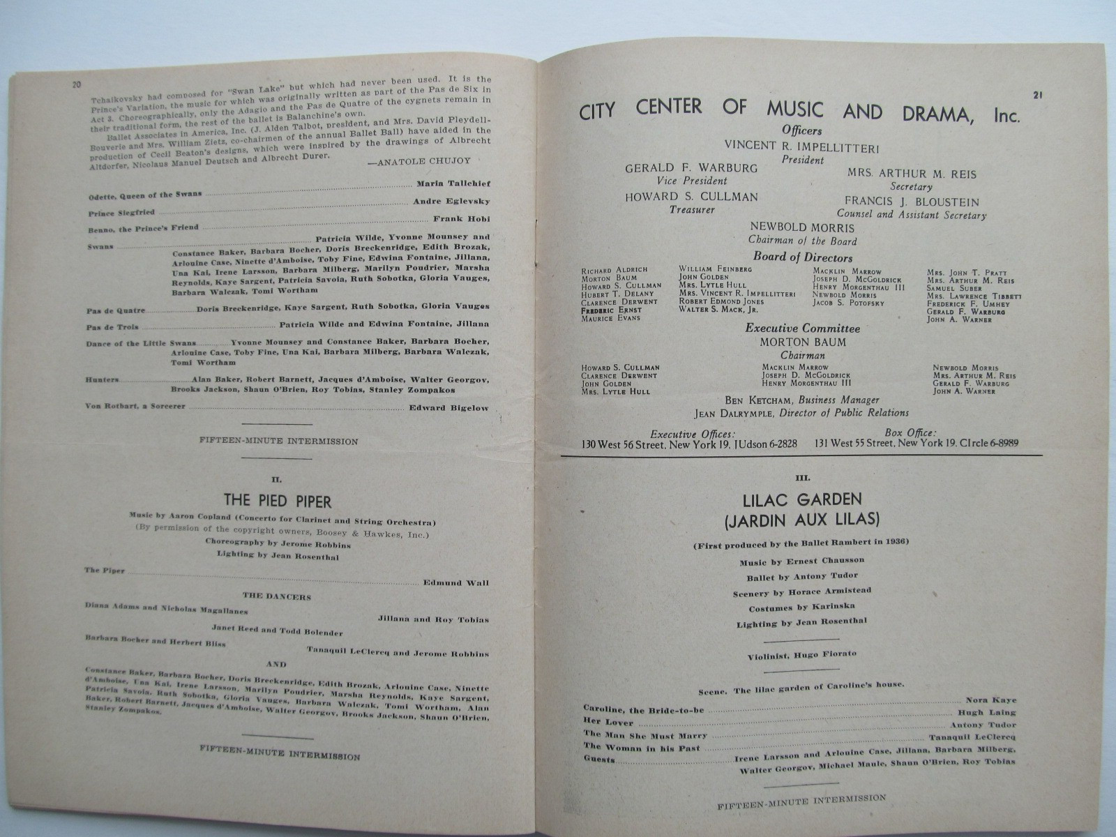 New York City Ballet Program - 1951 - Tallchief, Le Clercq, Balanchine, Robbins