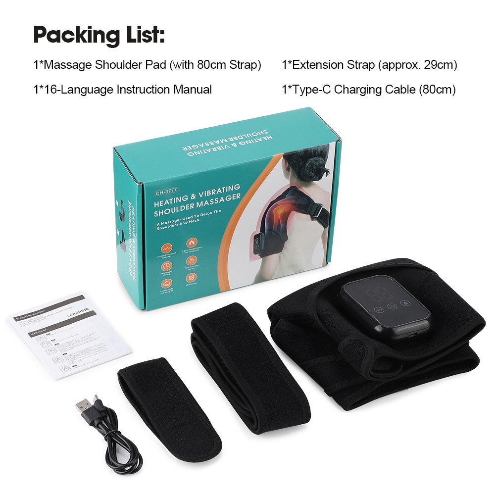 Electric Heated Shoulder Massager Brace with Vibration Therapy Joint Pain Relief