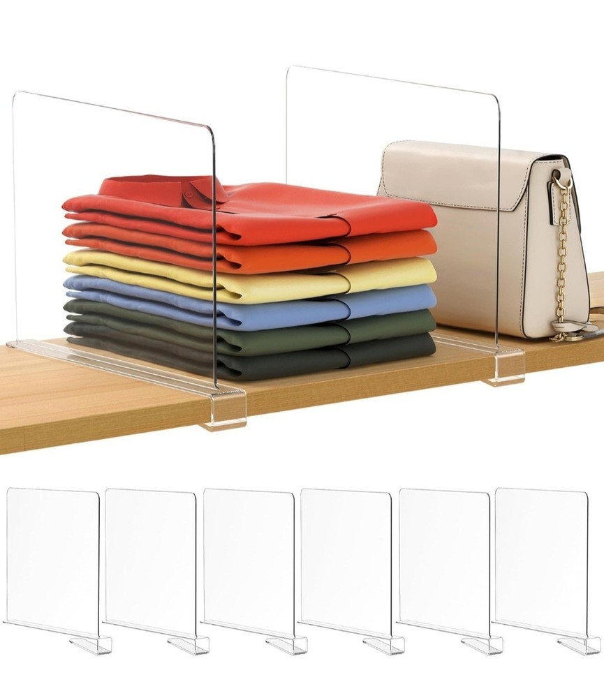 Shelf Dividers. 4 Pieces. Acrylic Shelf Separators